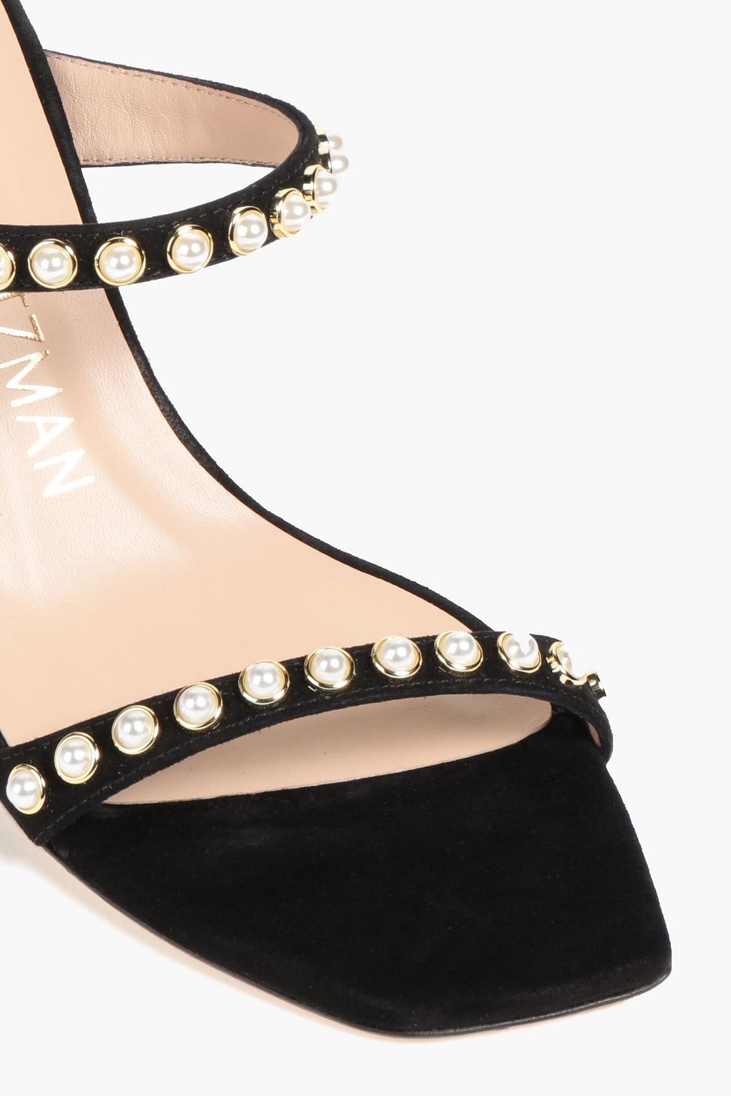 stuart weitzman aleena embellished leather slides