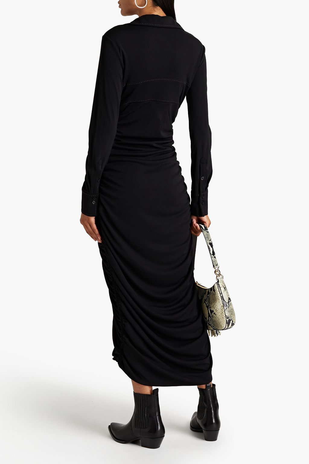 NICHOLAS Ruched stretch-jersey midi dress