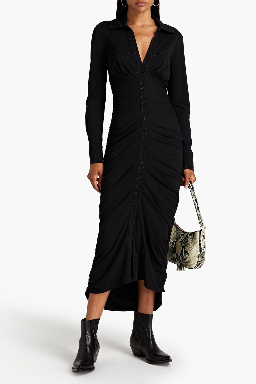 NICHOLAS Ruched stretch-jersey midi dress