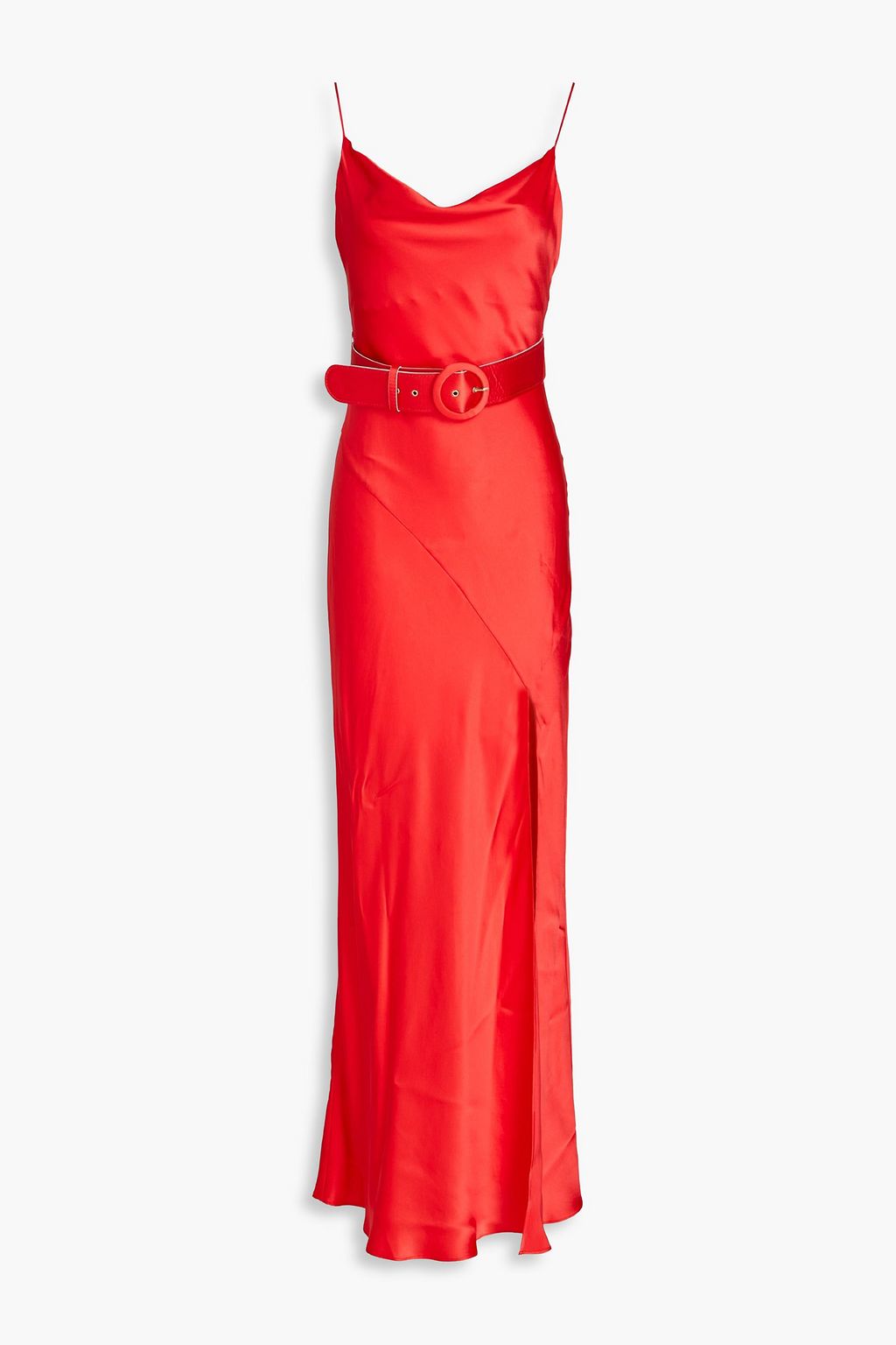 Simone belted silk-satin maxi dress