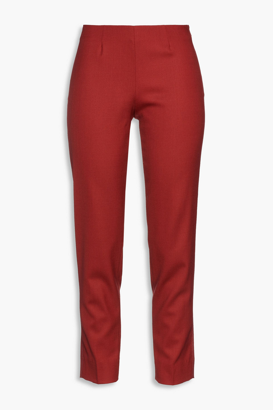 Piazza Sempione Wool-blend Slim-leg Trousers In Burgundy