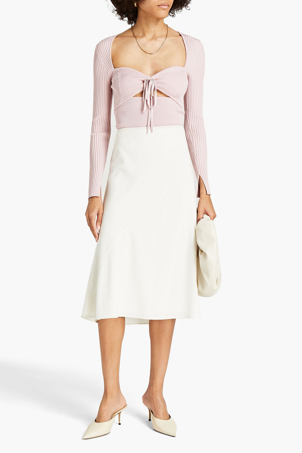 Jonathan Simkhai Cutout Ribbed-knit Top In Neutrals