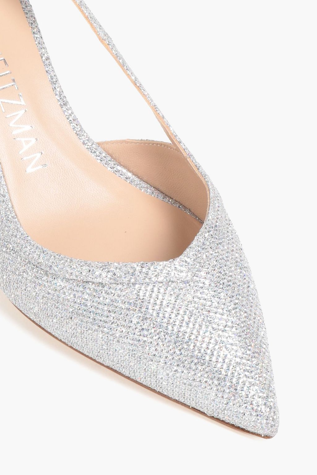 STUART WEITZMAN Anny cutout glittered lamé pumps