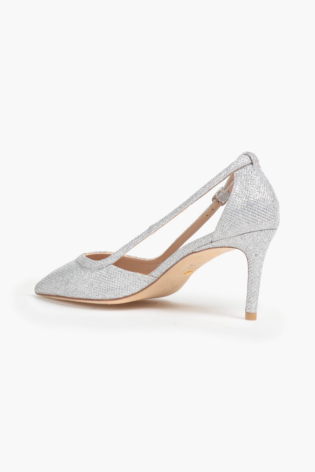 STUART WEITZMAN Anny cutout glittered lamé pumps