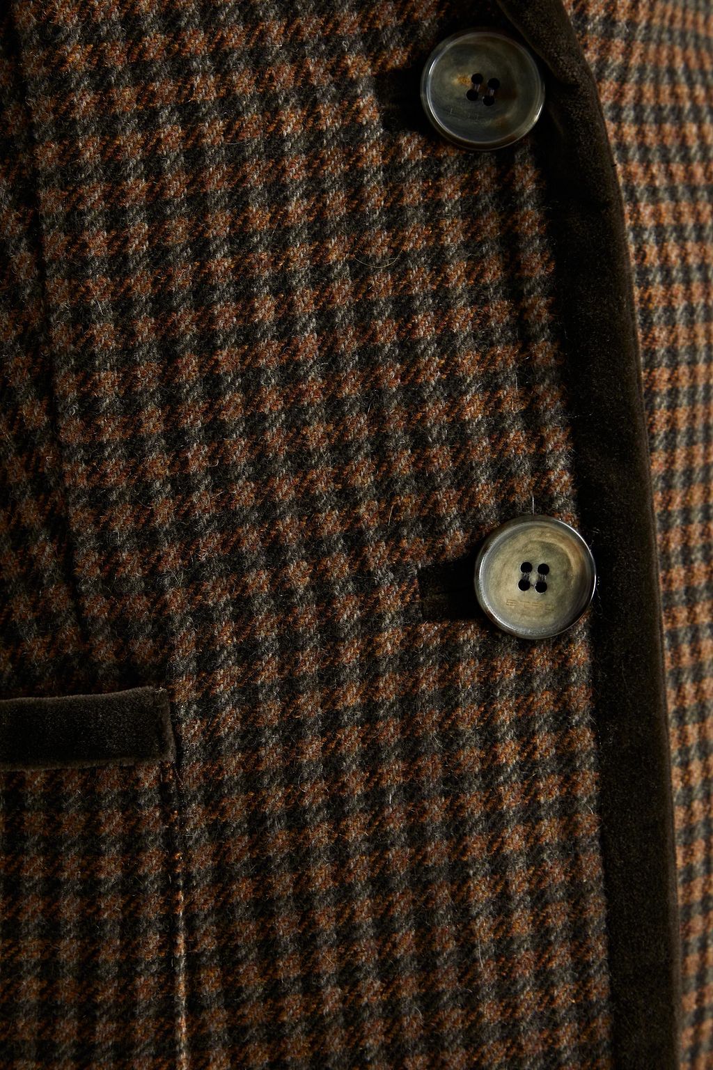 ETRO Leather-paneled checked cashmere blazer