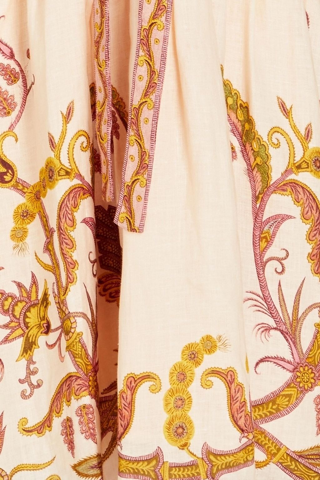 ZIMMERMANN Bow-embellished printed linen-gauze mini dress