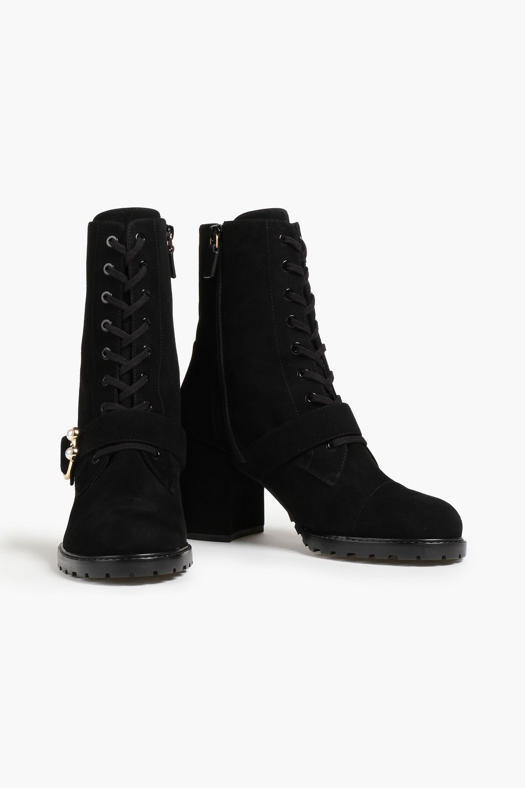 STUART WEITZMAN Embellished suede combat boots