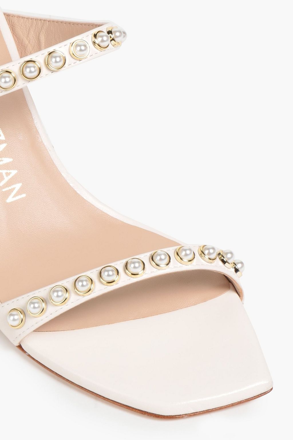 STUART WEITZMAN Aleena Mules aus Leder mit Kunstperlen