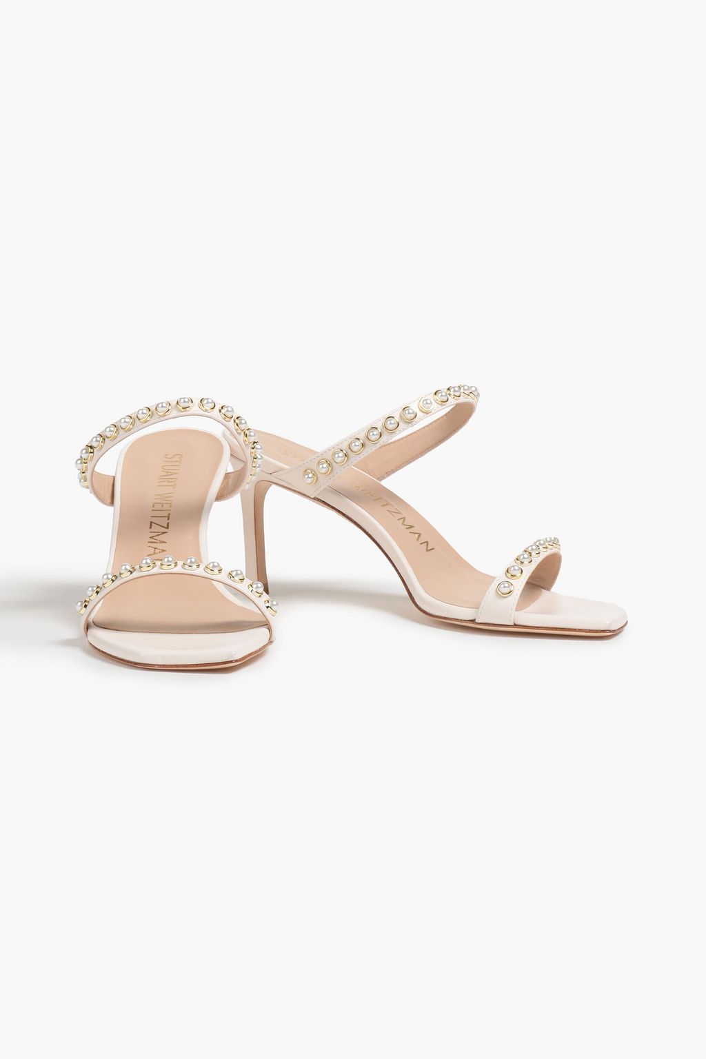 STUART WEITZMAN Aleena Mules aus Leder mit Kunstperlen