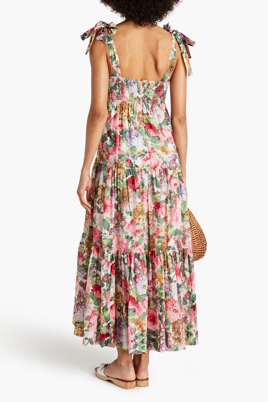 ZIMMERMANN Gathered floralprint cottongauze midi dress Sale up to