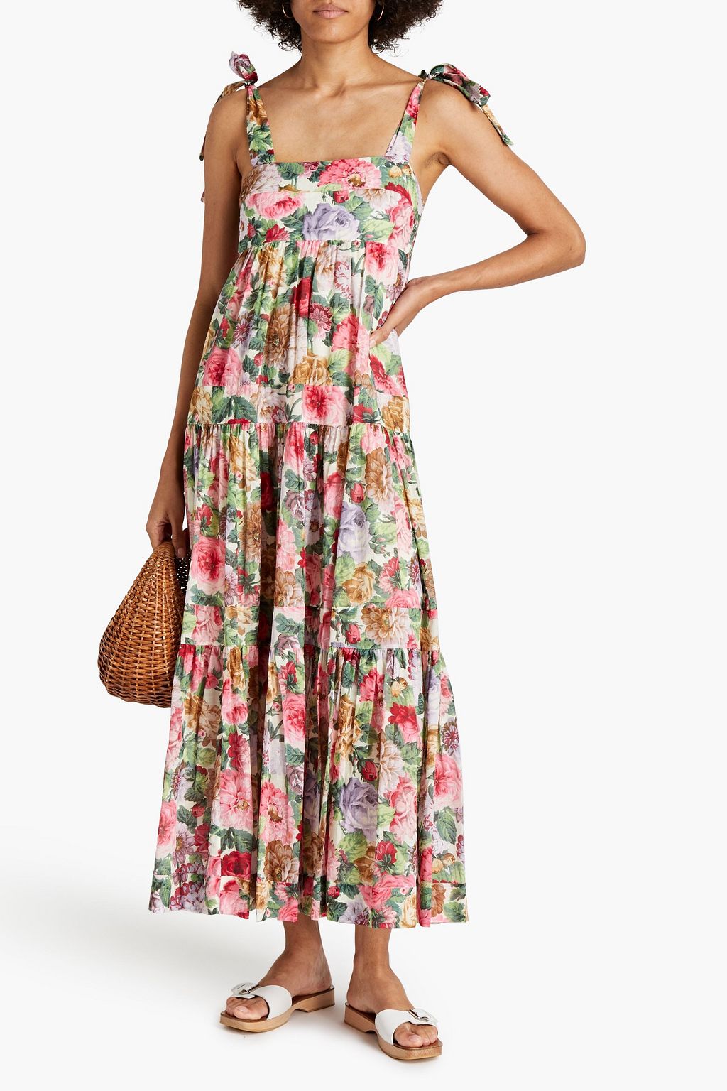ZIMMERMANN Gathered floralprint cottongauze midi dress Sale up to