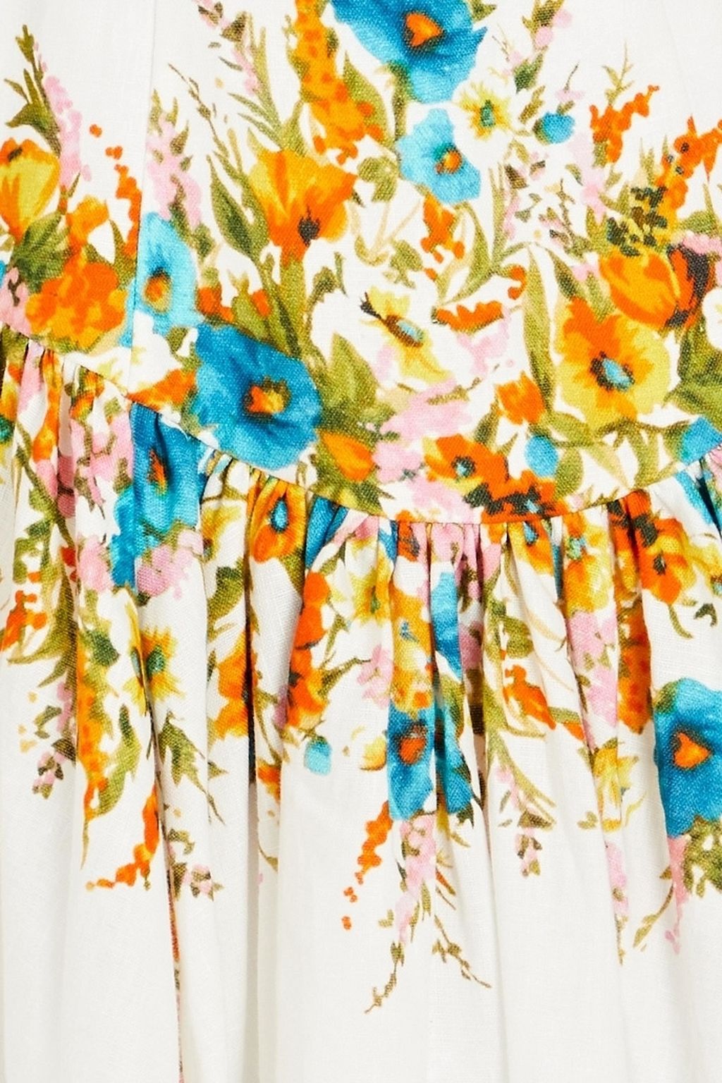 ZIMMERMANN Gathered cutout floral-print linen mini dress