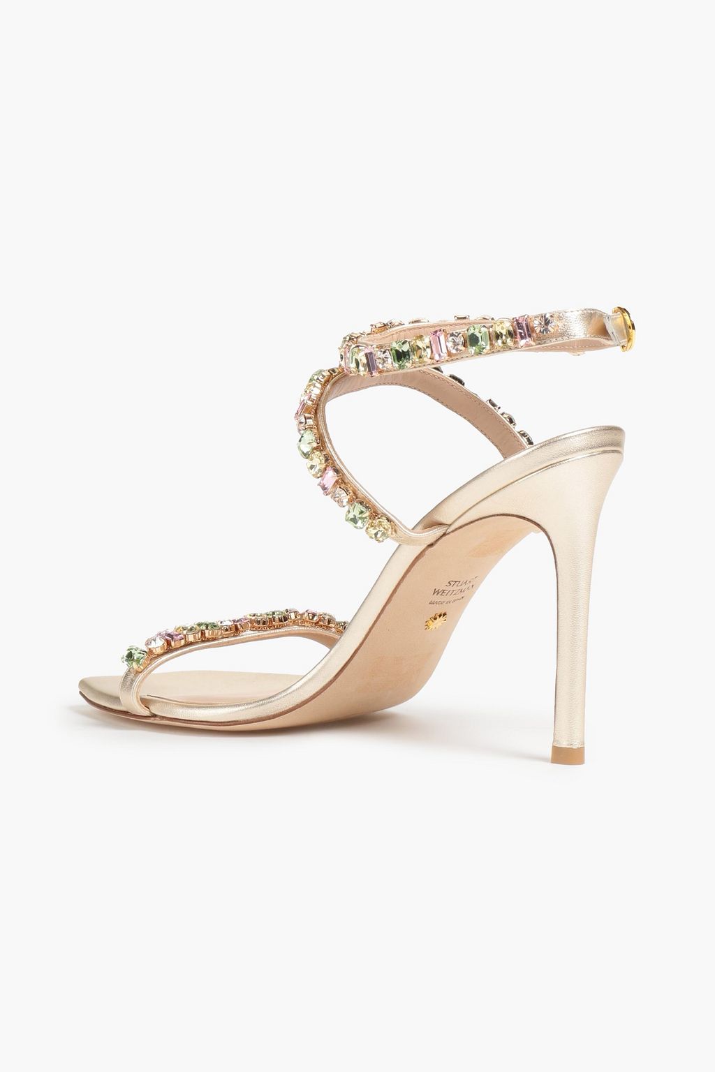 STUART WEITZMAN Jaide 100 crystal-embellished metallic leather sandals
