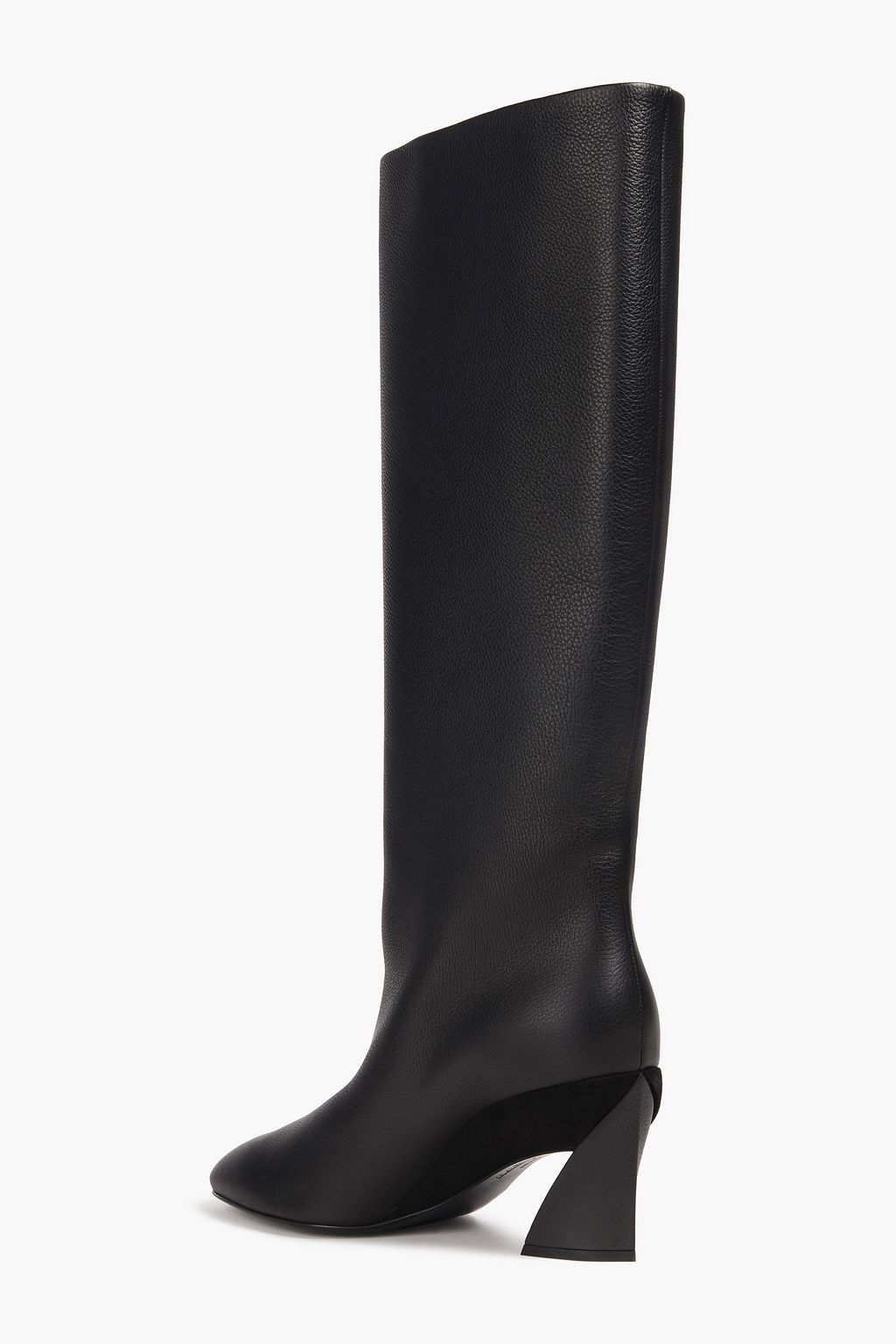 FERRAGAMO Suede-trimmed pebbled-leather knee boots