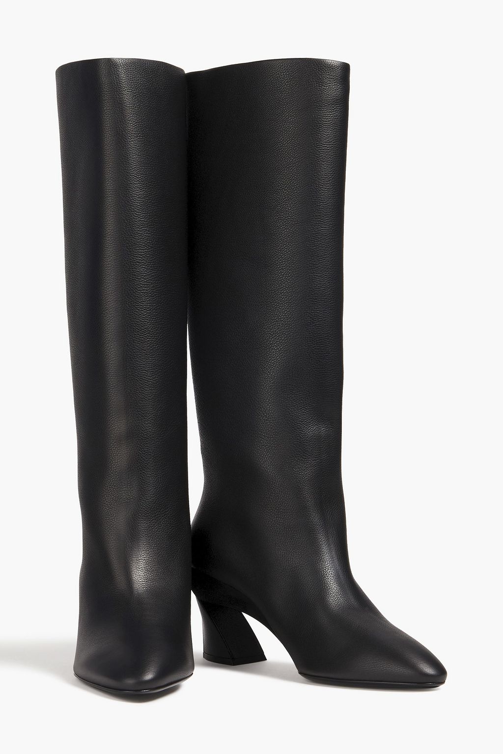 FERRAGAMO Suede-trimmed pebbled-leather knee boots