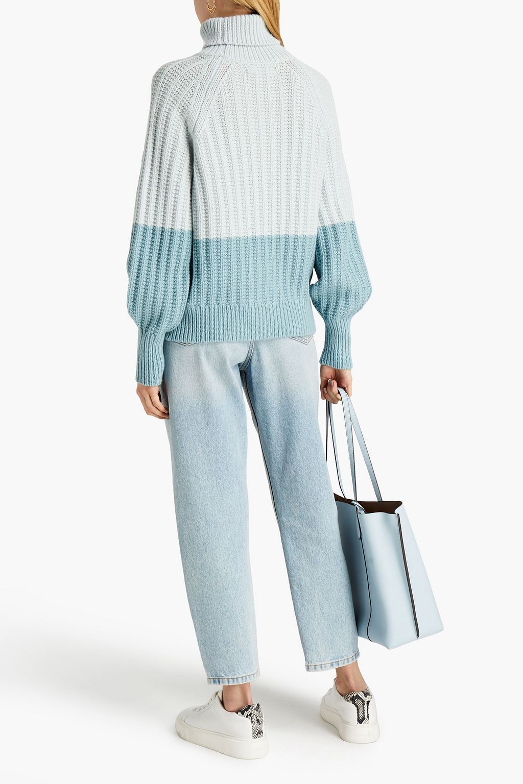 CHINTI & PARKER Ribbed two-tone wool and cashmere-blend turtleneck sweater