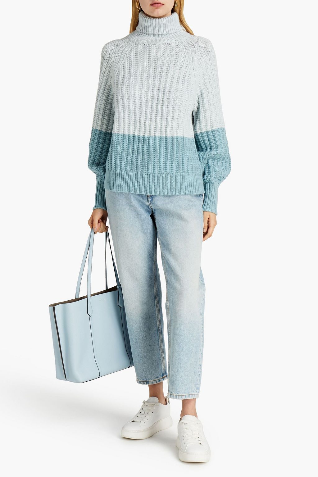 CHINTI & PARKER Ribbed two-tone wool and cashmere-blend turtleneck sweater