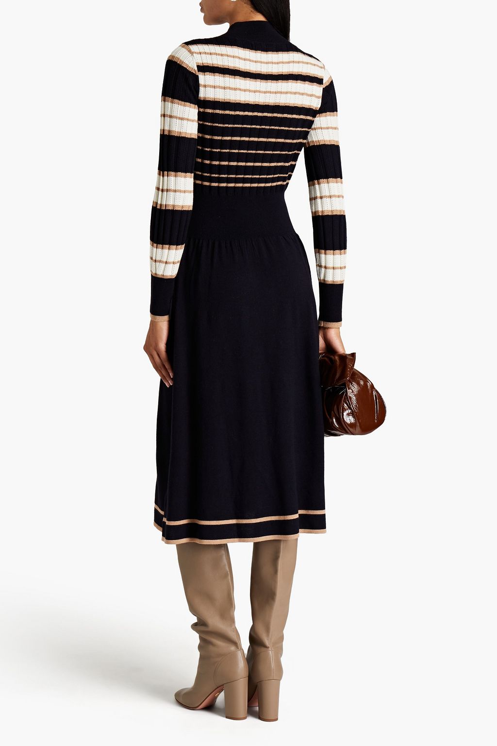 CHINTI & PARKER Ribbed pointelle-knit wool midi dress