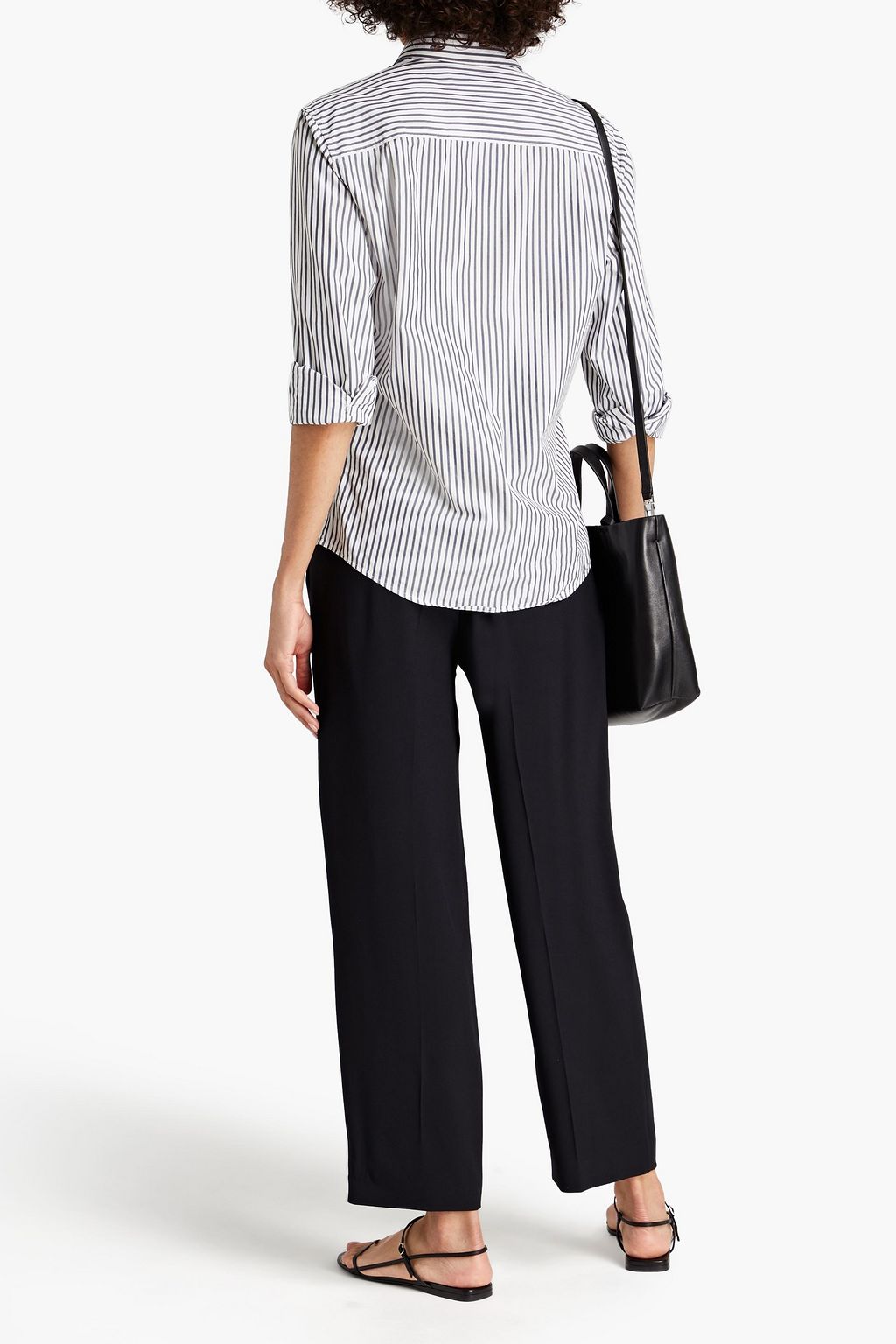 JOSEPH Cropped pleated crepe tapered pants