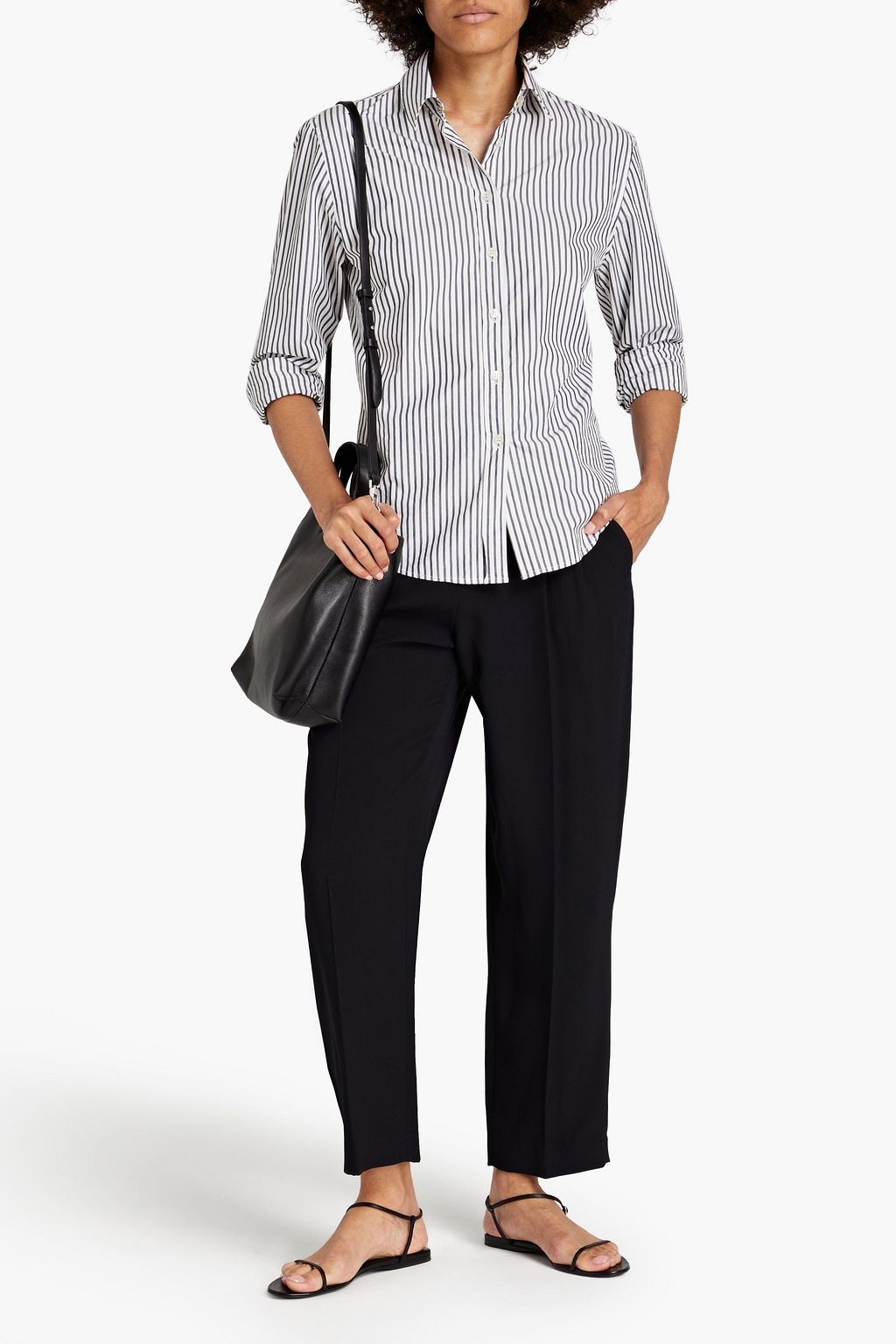 JOSEPH Cropped pleated crepe tapered pants