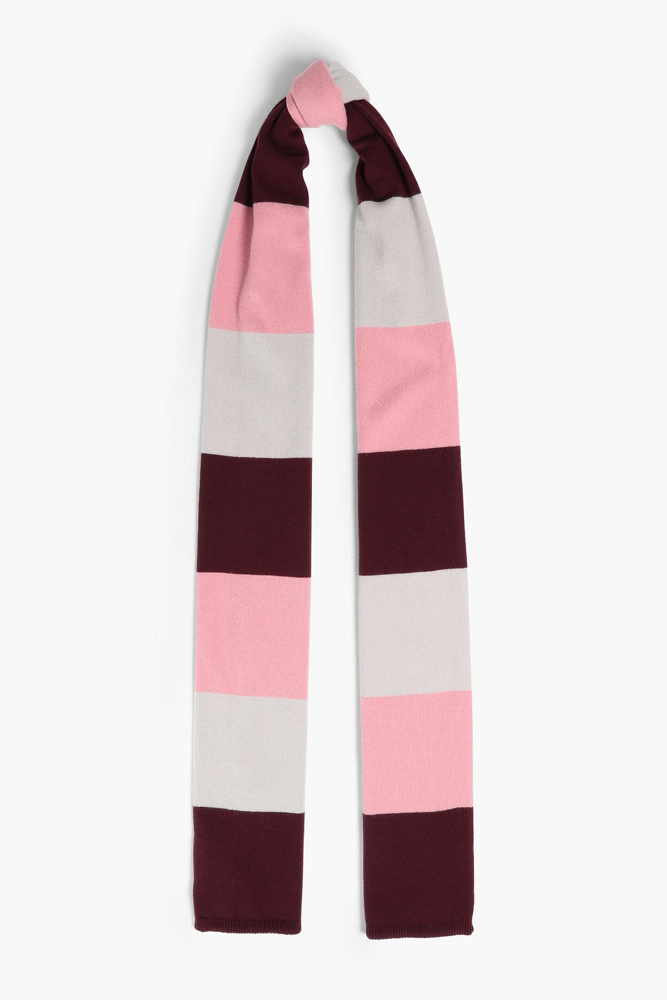 Chinti & Parker Striped Knitted Scarf In Rabbitburgundypink