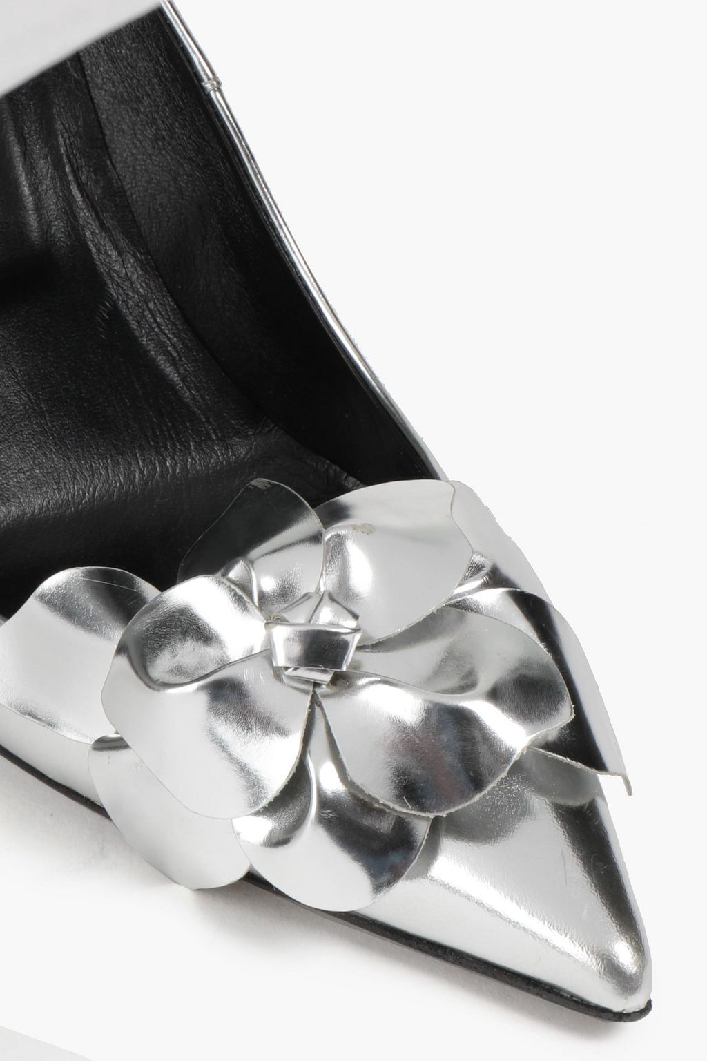 ROGER VIVIER Floral-appliquéd mirrored-leather pumps