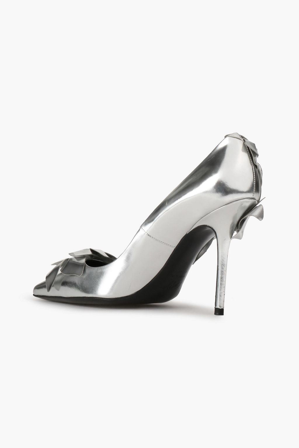 ROGER VIVIER Floral-appliquéd mirrored-leather pumps
