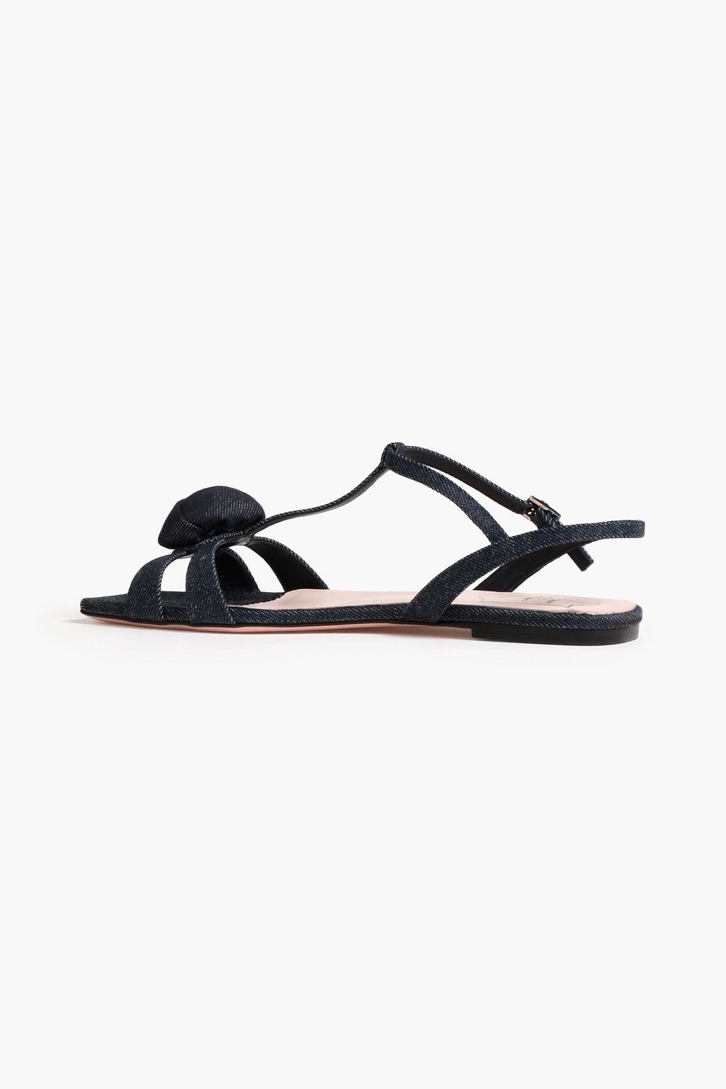 ROGER VIVIER Floral-appliquéd denim sandals