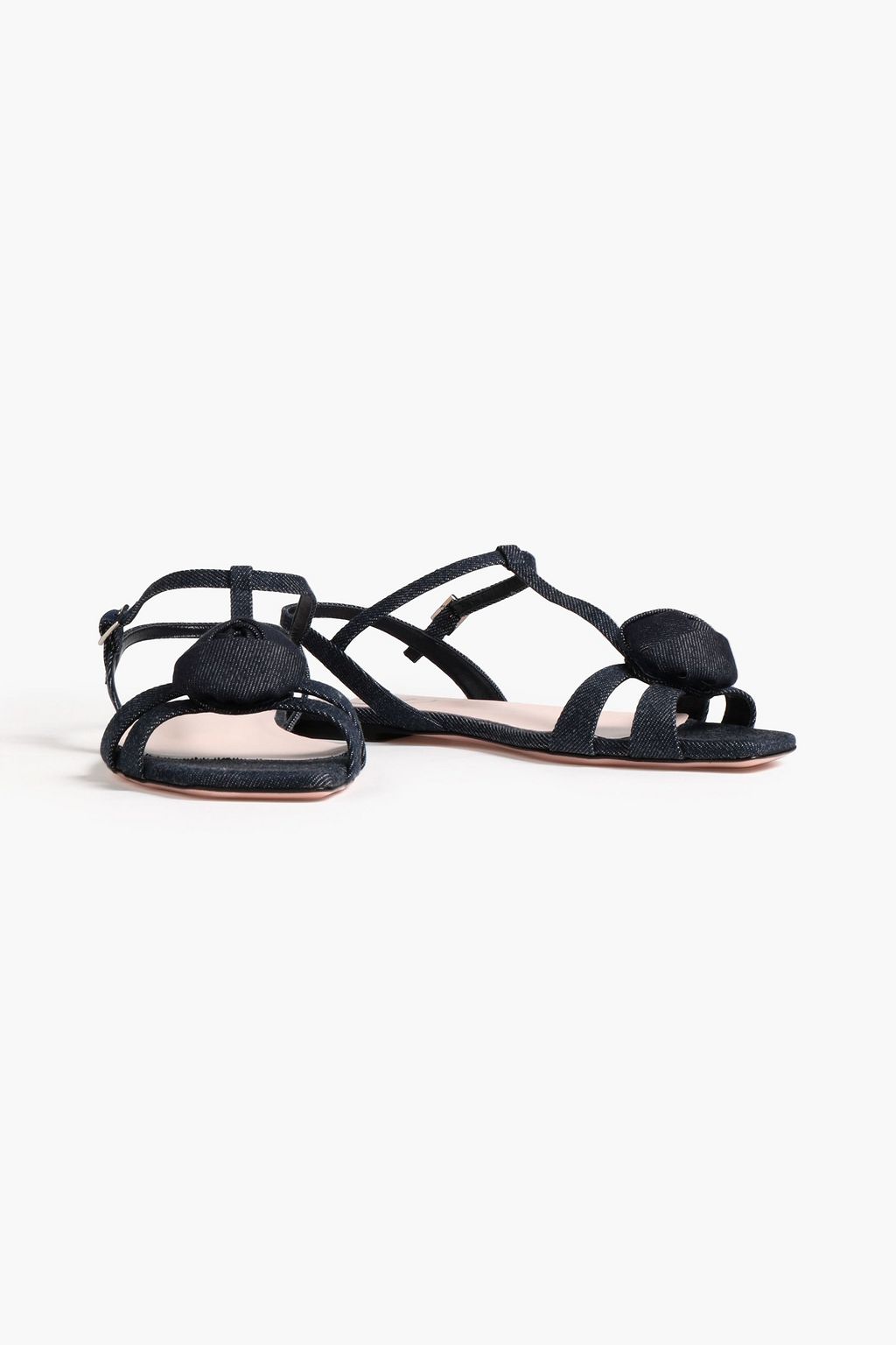 ROGER VIVIER Floral-appliquéd denim sandals
