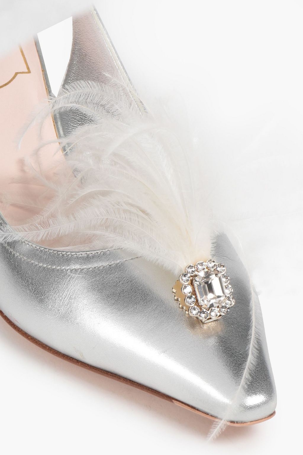 ROGER VIVIER Maharaja embellished metallic leather slingback pumps