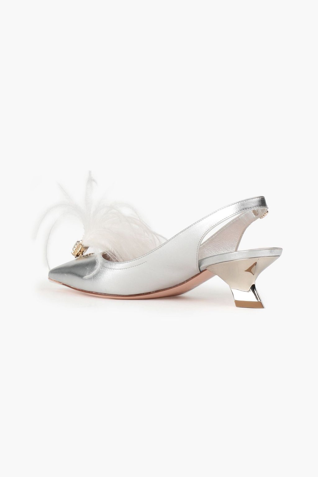 ROGER VIVIER Maharaja embellished metallic leather slingback pumps