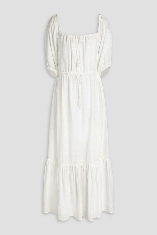 Lunetta Mirella gathered embroidered voile maxi dress