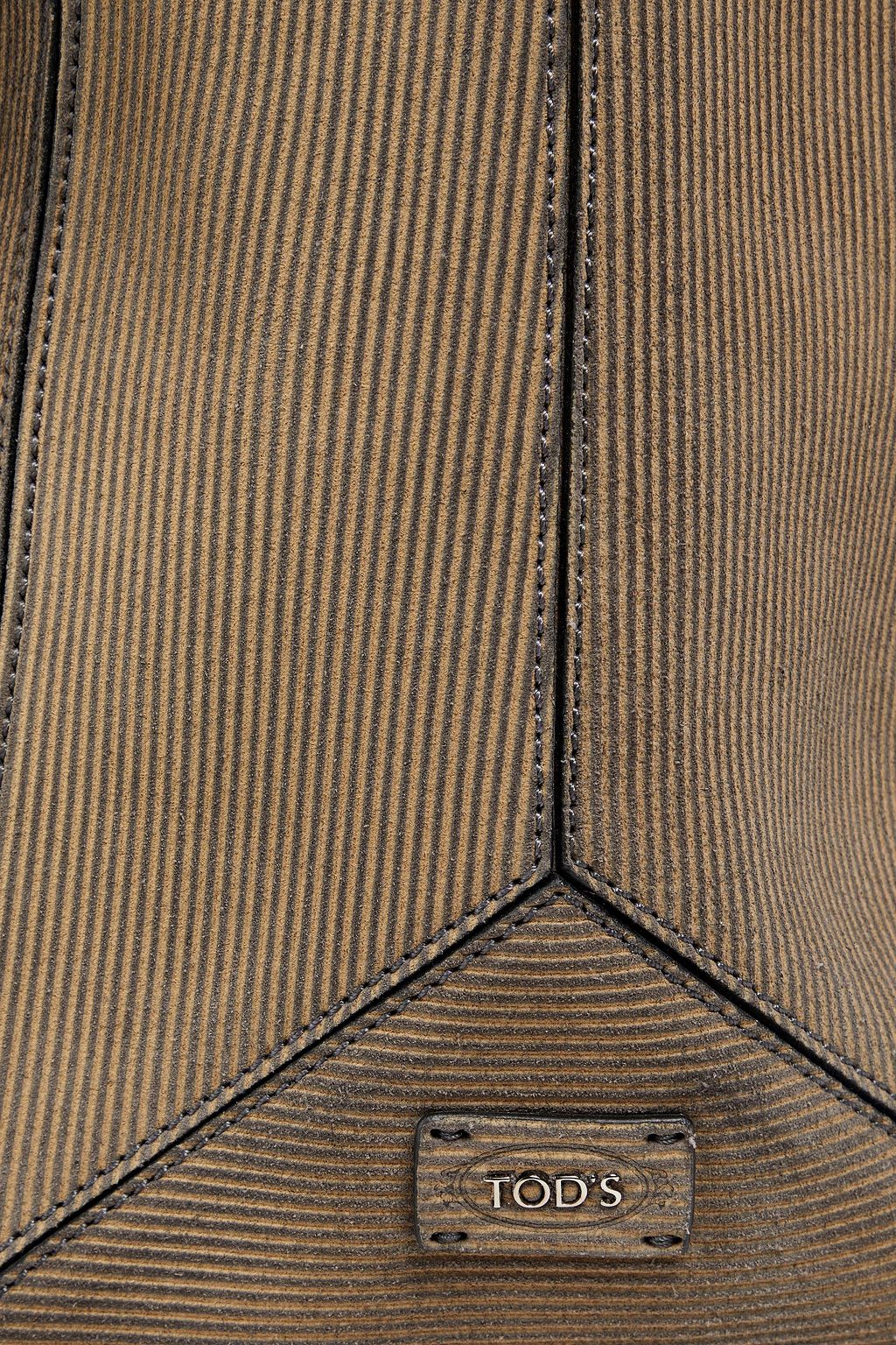 TOD'S Striped textured-suede tote