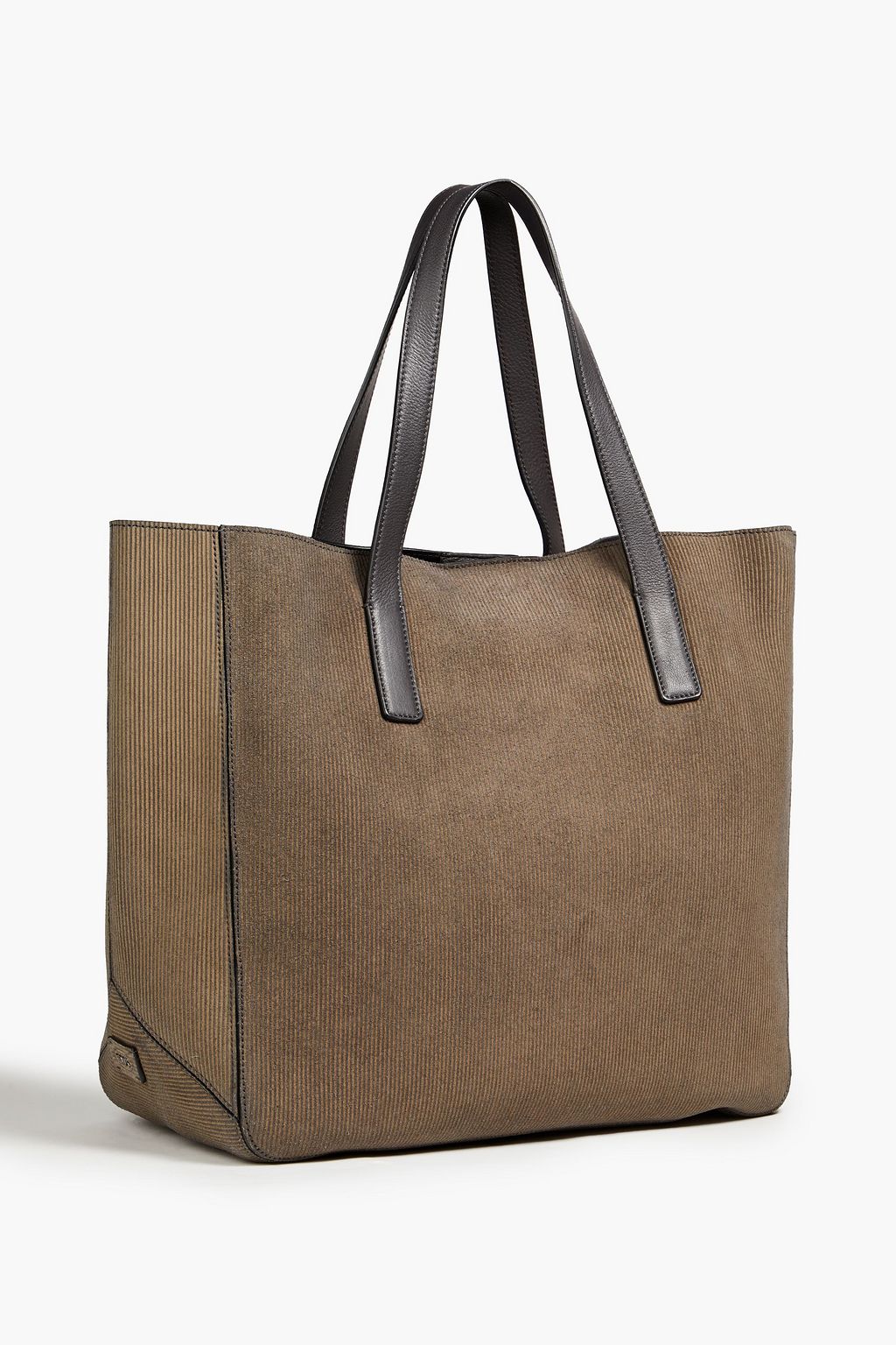 TOD'S Striped textured-suede tote
