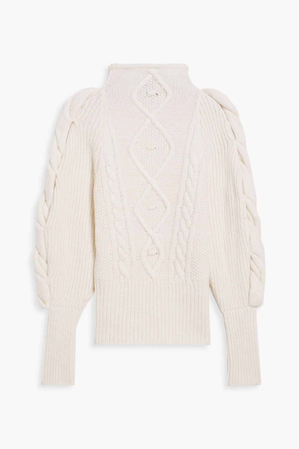 alexandre vauthier - cable-knit wool turtleneck sweater - white - 1