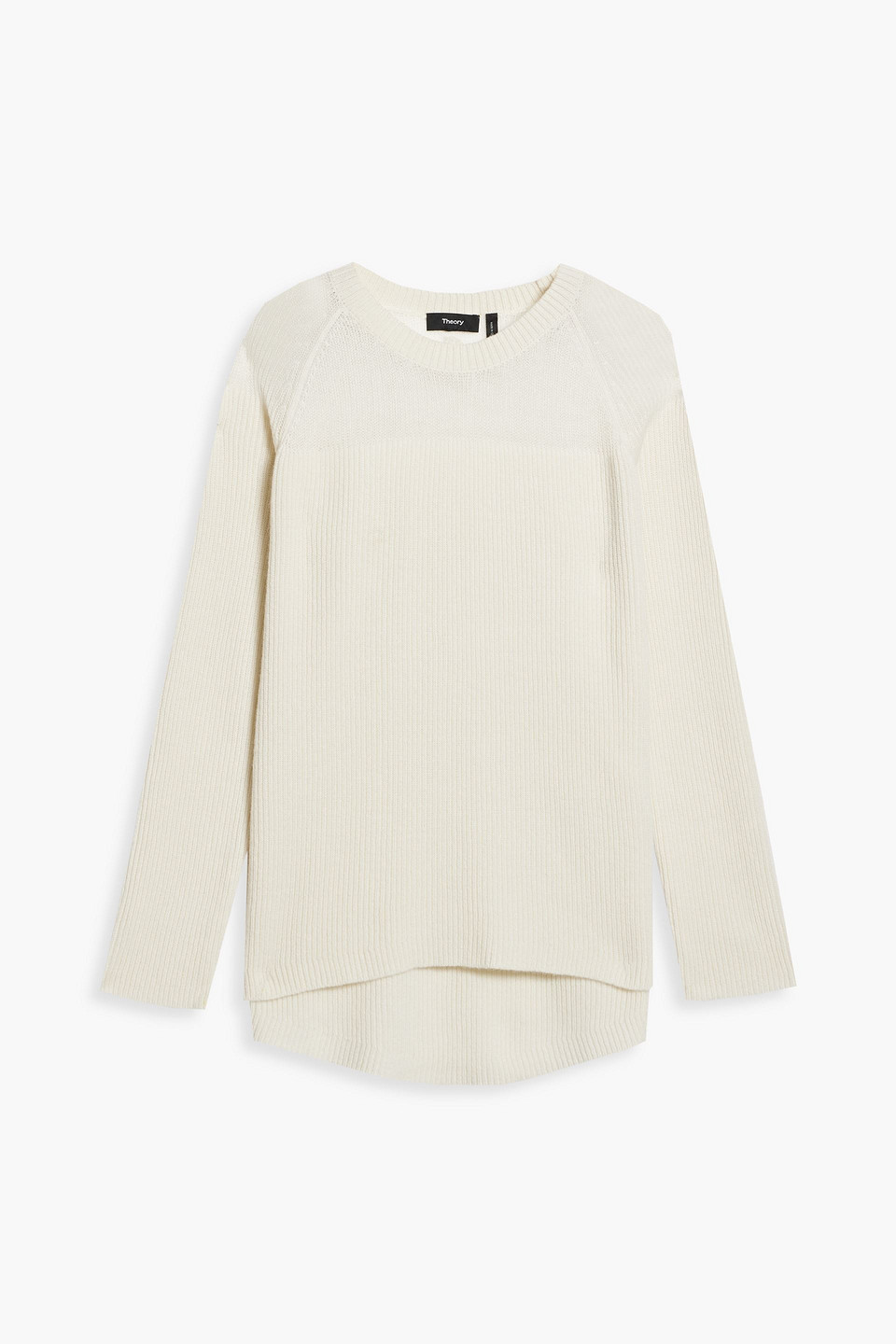 theory - karenia paneled ribbed cashmere sweater - white - xs