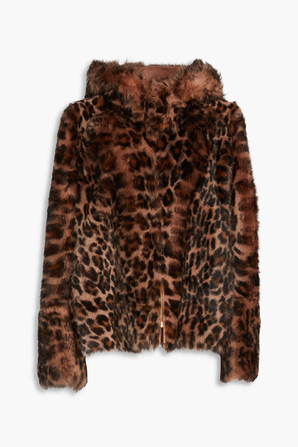 Yves Salomon Hooded Leopard-print Shearling Jacket In Animal Print