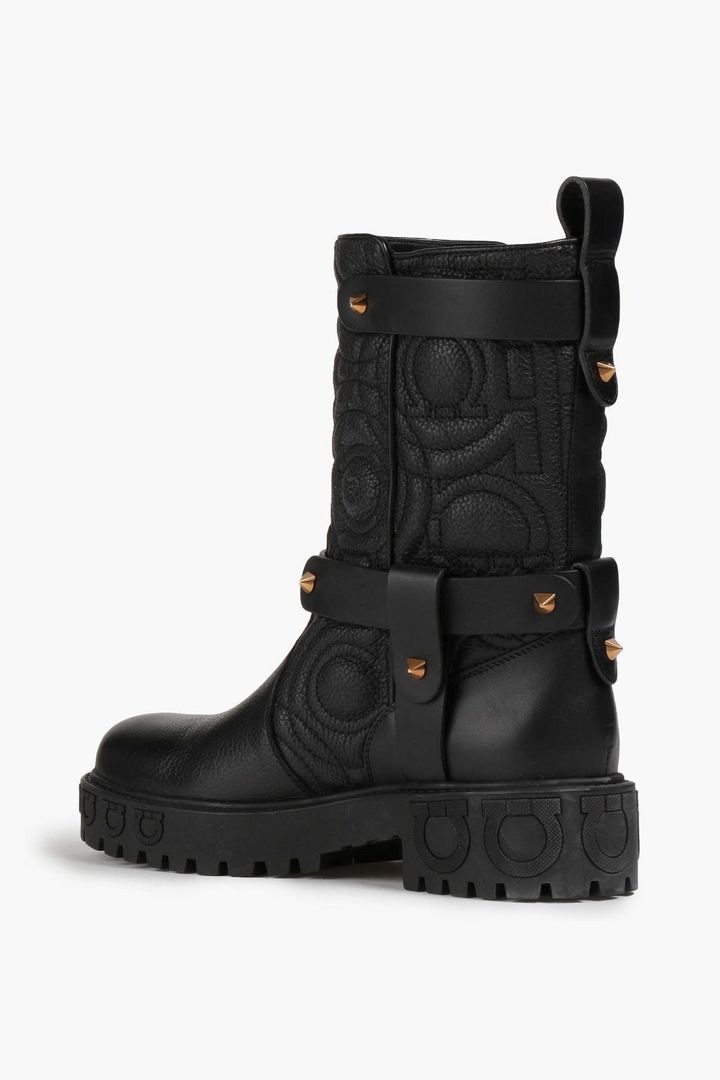 FERRAGAMO Quilted pebbled-leather ankle boots