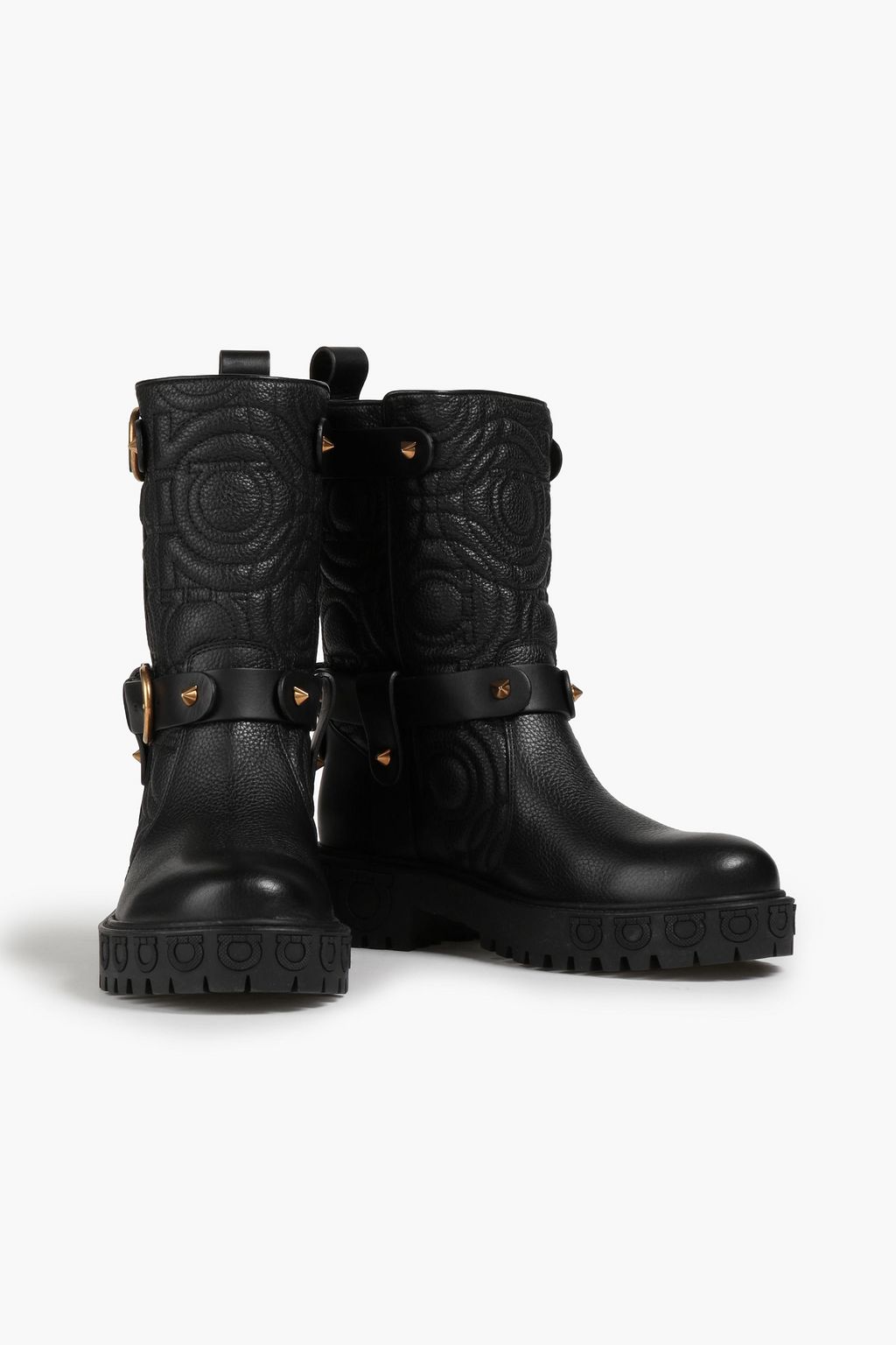 FERRAGAMO Quilted pebbled-leather ankle boots