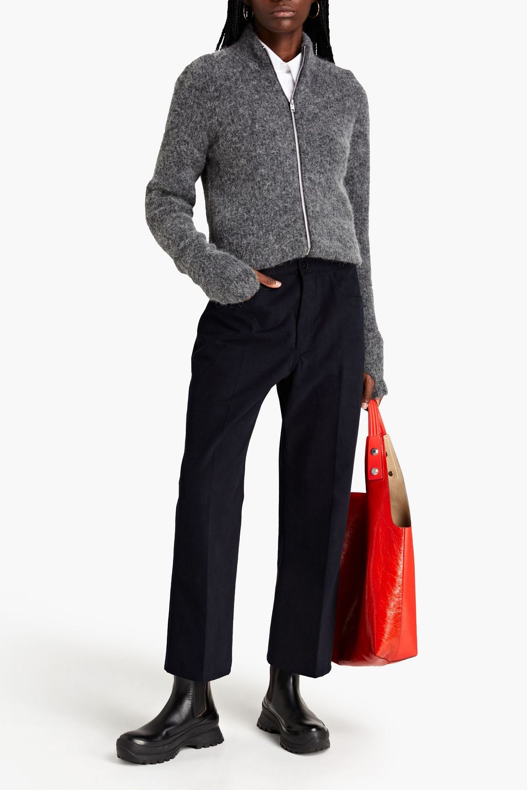 JIL SANDER Cotton-twill kick-flare pants