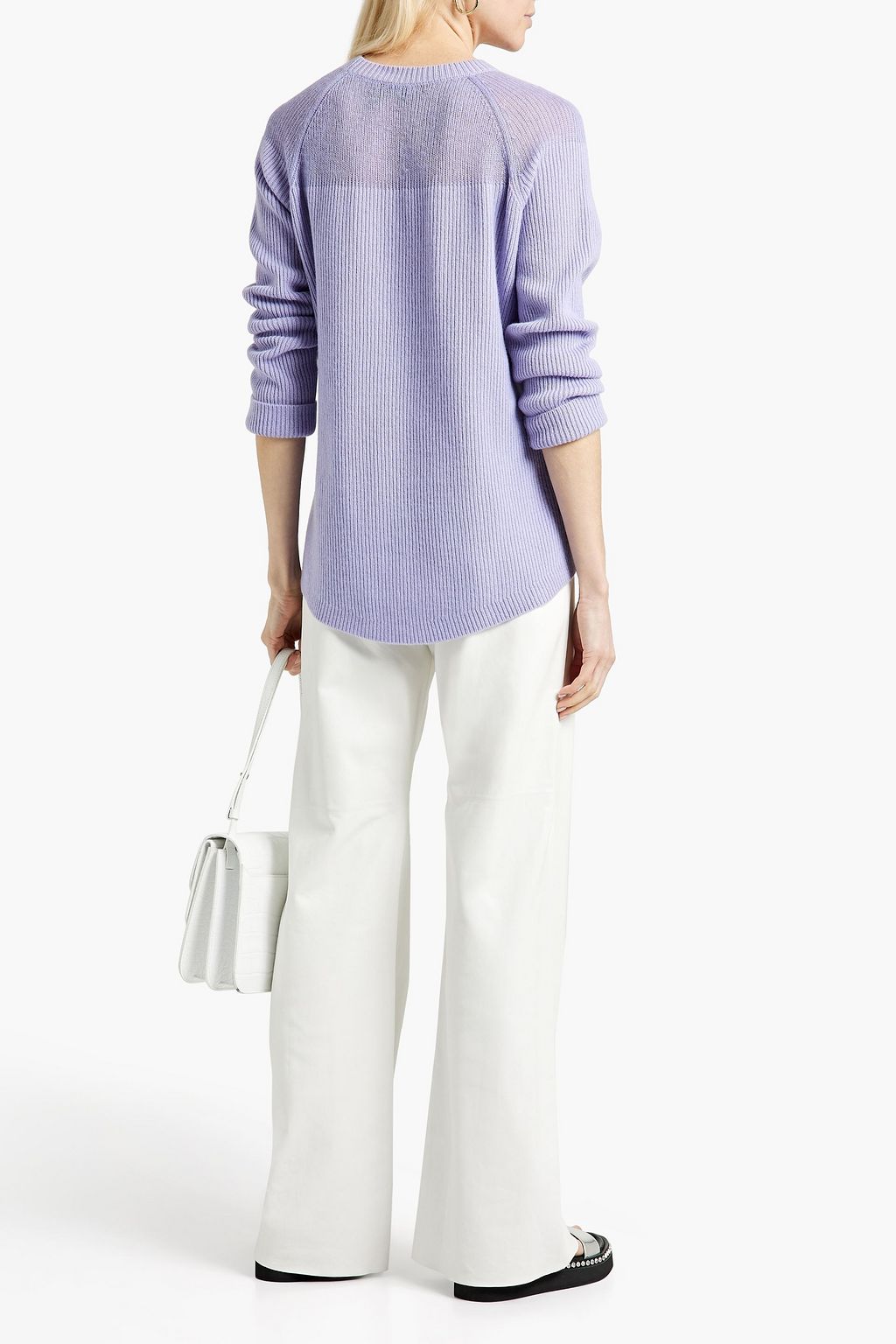 THEORY Karenia paneled ribbed cashmere sweater