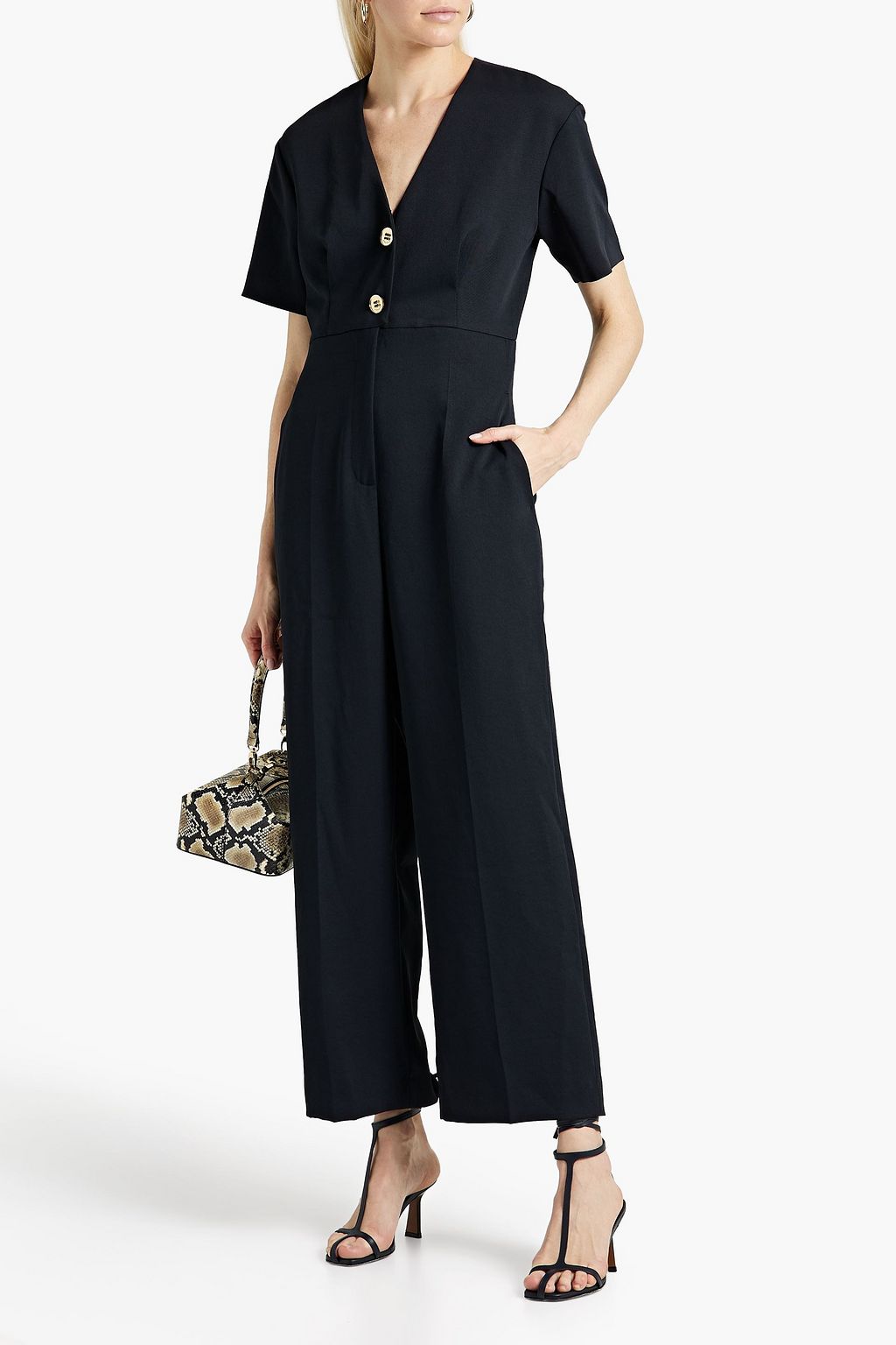 SANDRO Pleated twill jumpsuit