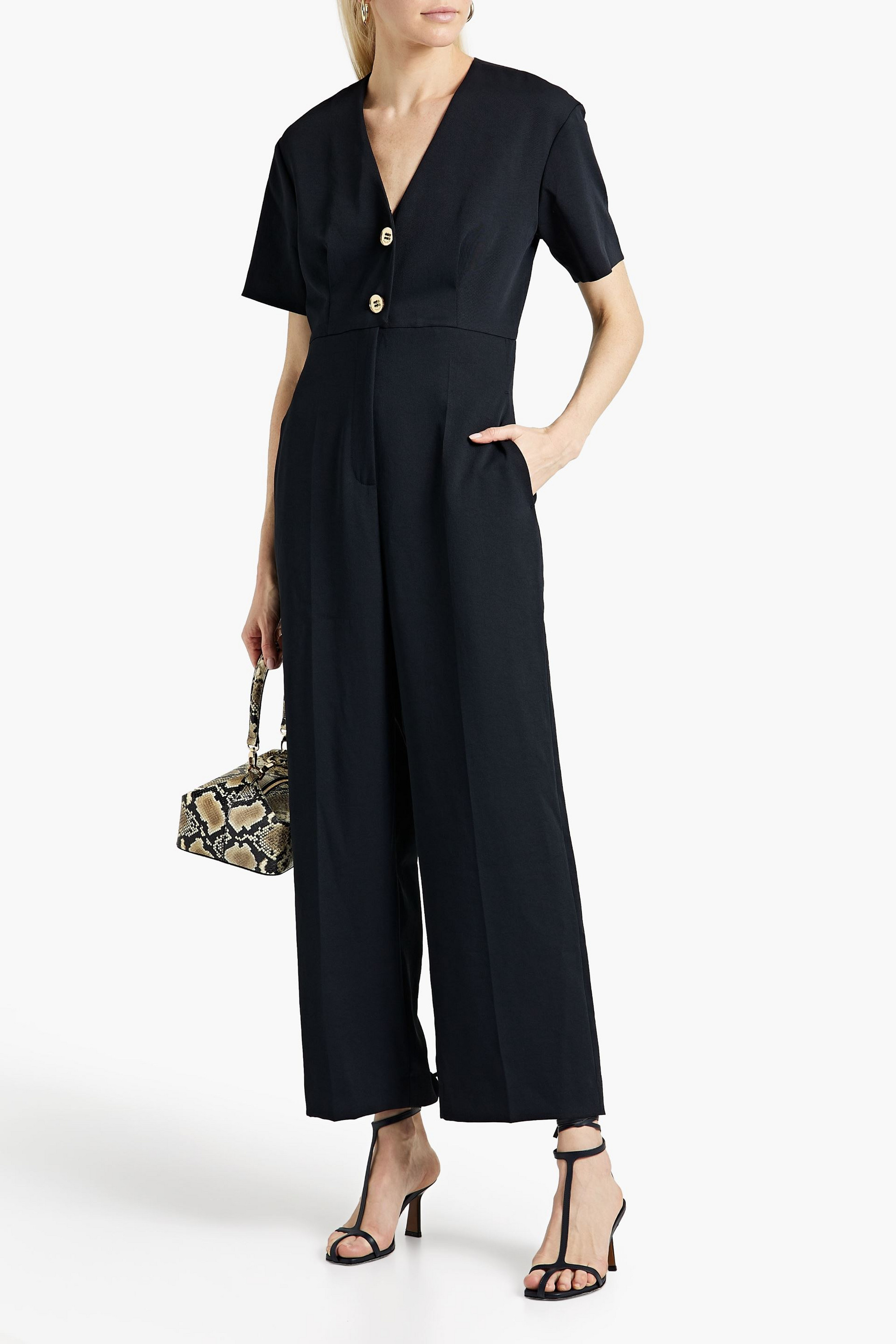 SANDRO Pleated twill jumpsuit