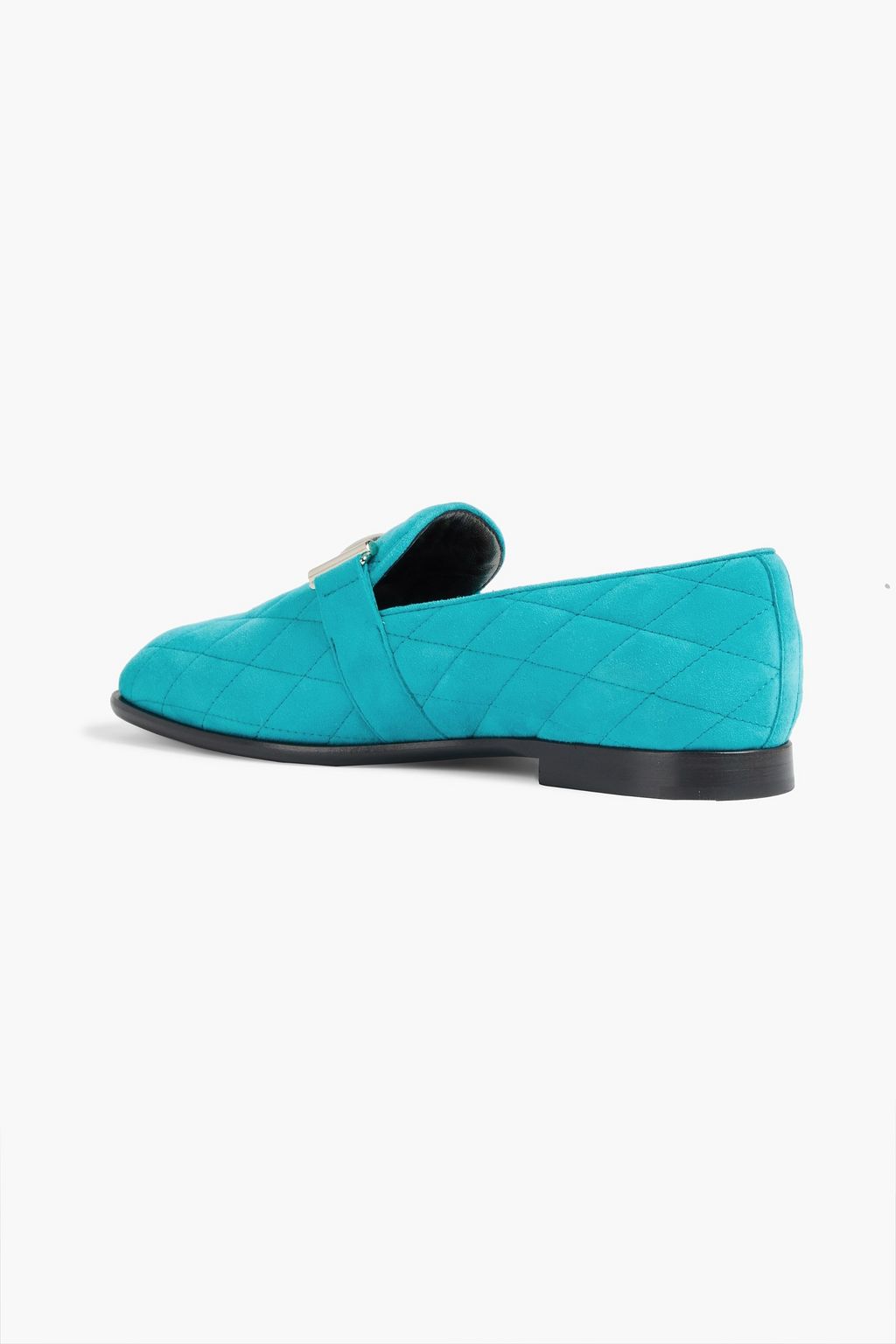 TOD'S Embellished quilted suede loafers