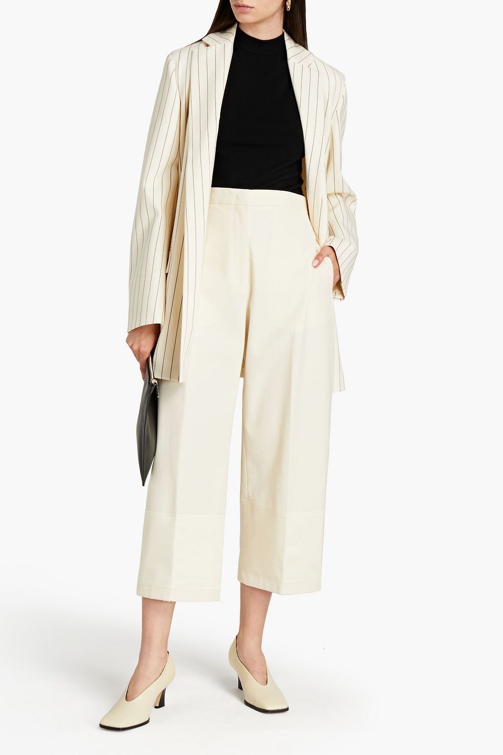 JIL SANDER Mattia Cropped Hose mit weitem Bein aus Baumwoll-Canvas