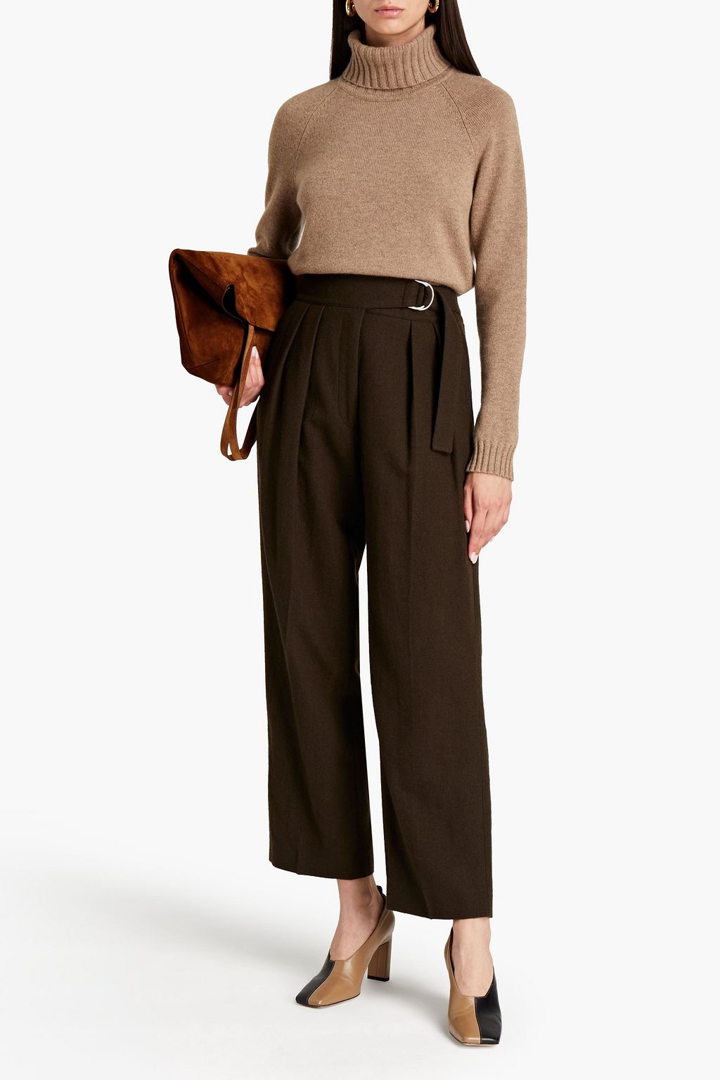 JIL SANDER Brushed wool-twill straight-leg pants