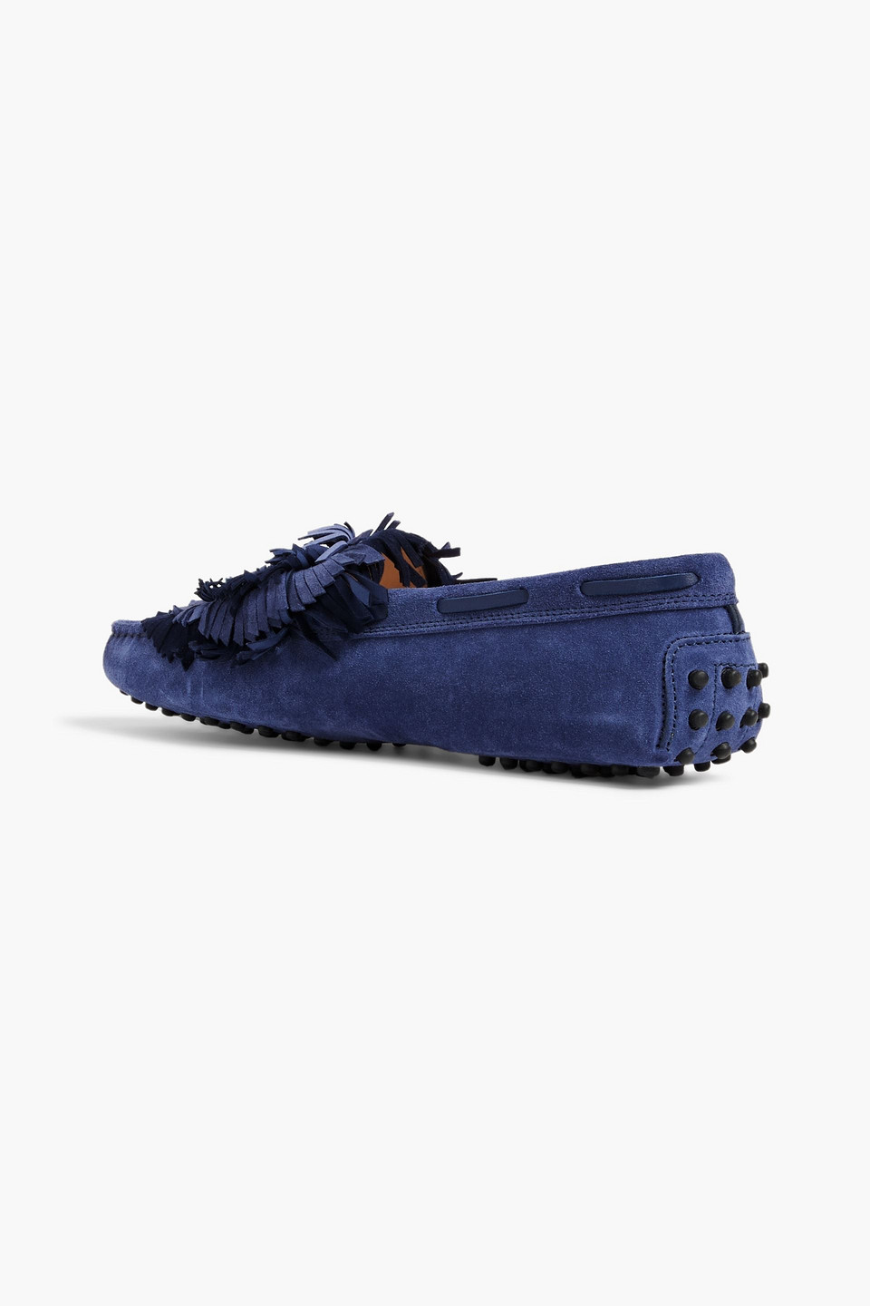 Tod's Gommino Fringed Suede Loafers In Navy
