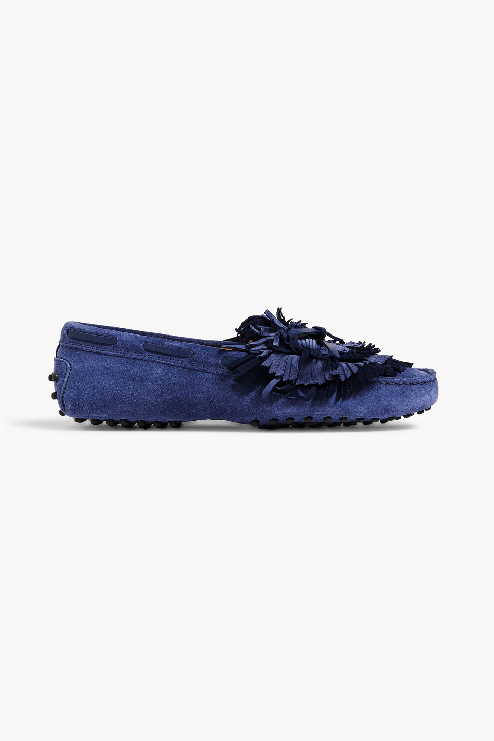 Tod's Gommino Fringed Suede Loafers In Navy