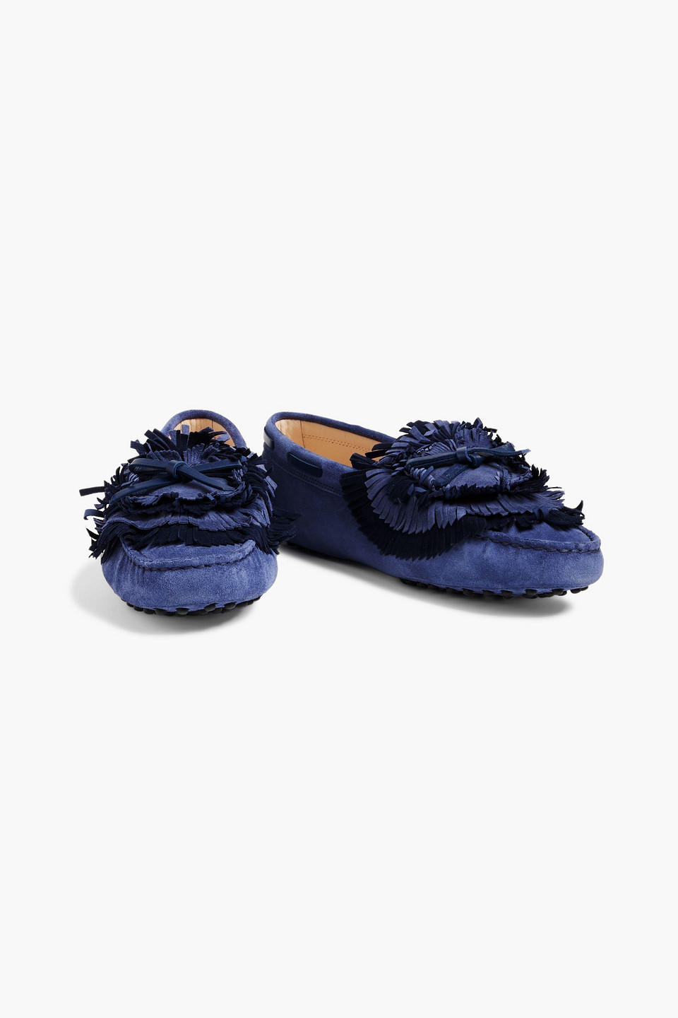 Tod's Gommino Fringed Suede Loafers In Navy