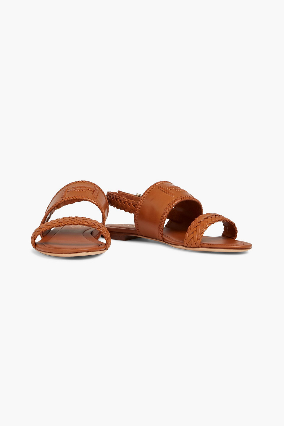 Tod's Braided Leather Slingback Sandals In Tan